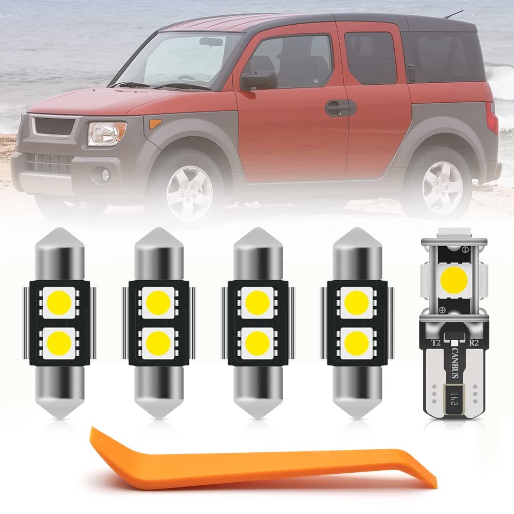8pcs Interior LED Lights Bulb Kit for Honda Element 2003 2004 2005 2006 2007 2008 2009 2010 2011 Super Bright 6000K White LED Map Dome Lights Interior Light Bulbs Package + Install Tool