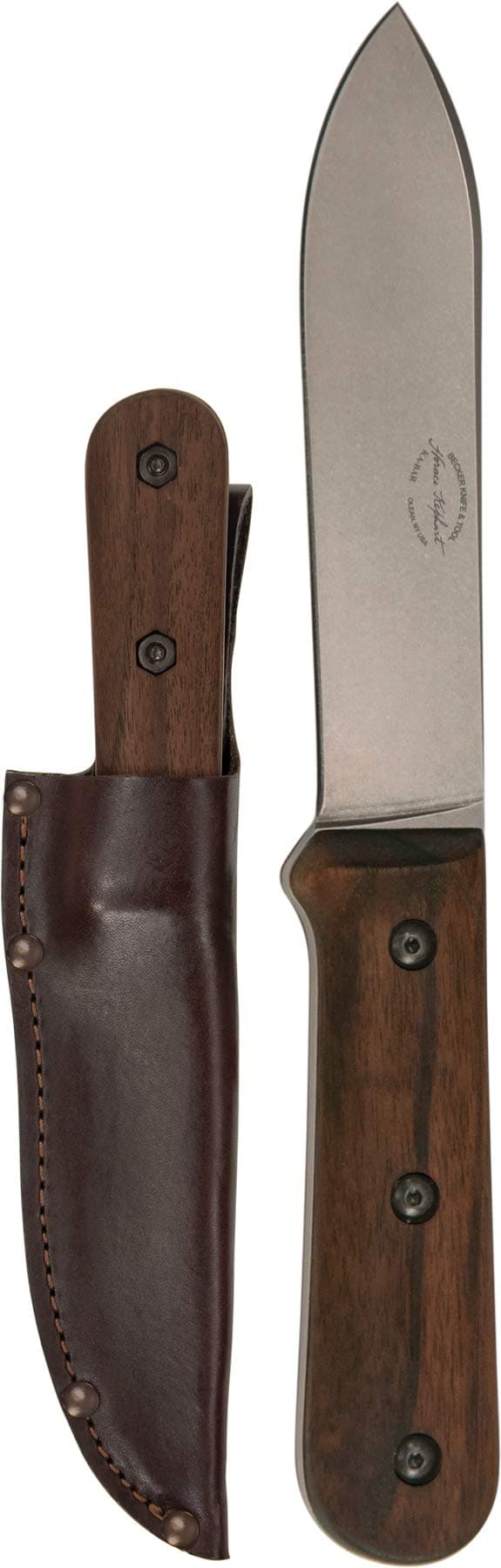 Becker Kephart Fixed 5.1 in Blade Walnut Handle, Brown BK62 Overall Length: 9.688", Carbon Steel