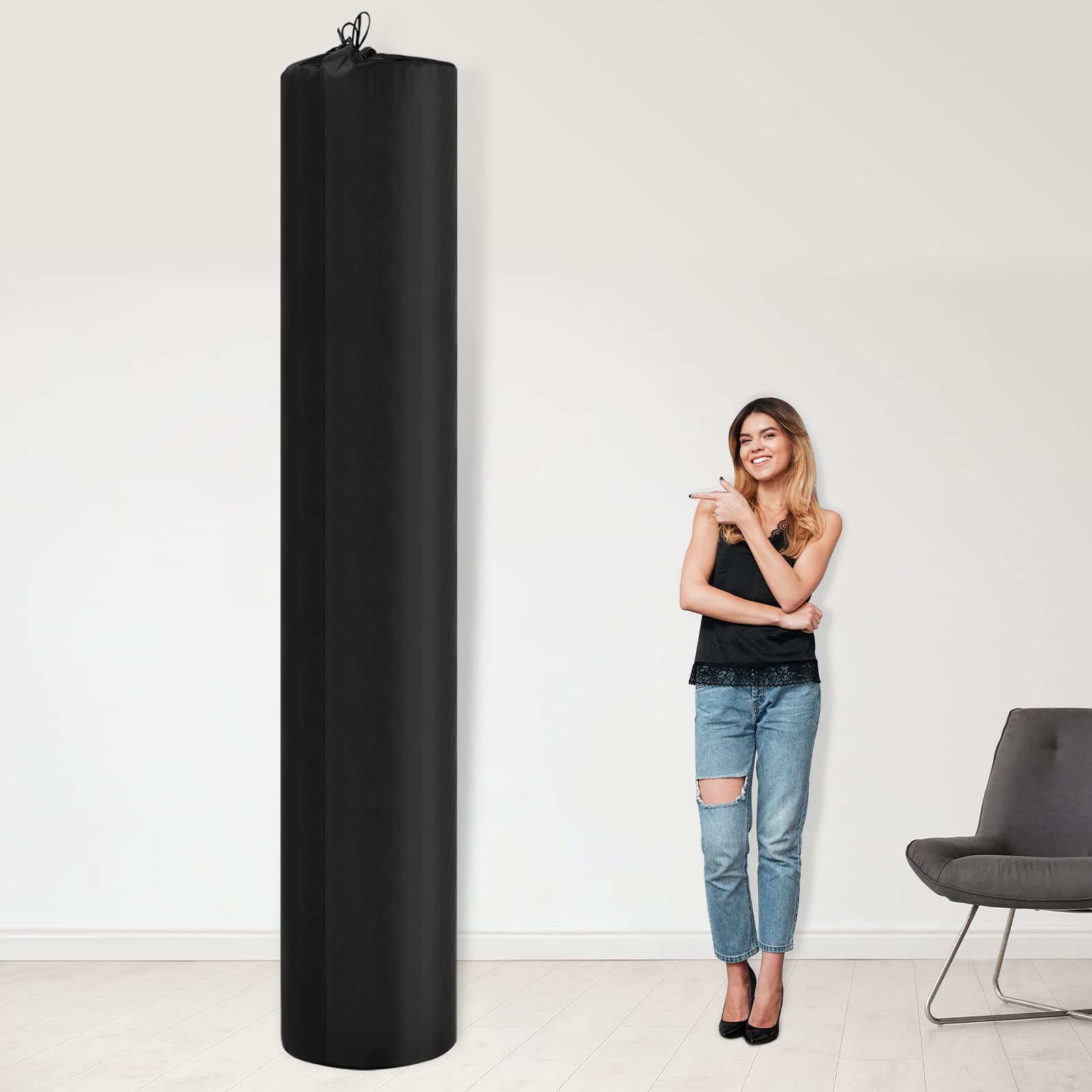 Jumbo Rug Storage Bag Large Nylon Dustproof Drawstring Space Saver Bags Black Reusable Nylon Cloth Carpet Cover 130 x 24 Inch Storage Pouch for Rug(1 Piece)