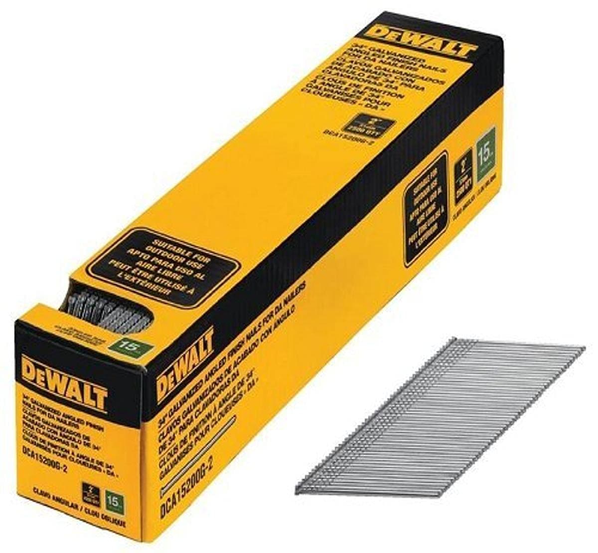 DeWalt DCA15200G-2 2-Inch 15-Gauge Galvanized Chisel Point Angled Finish Nail