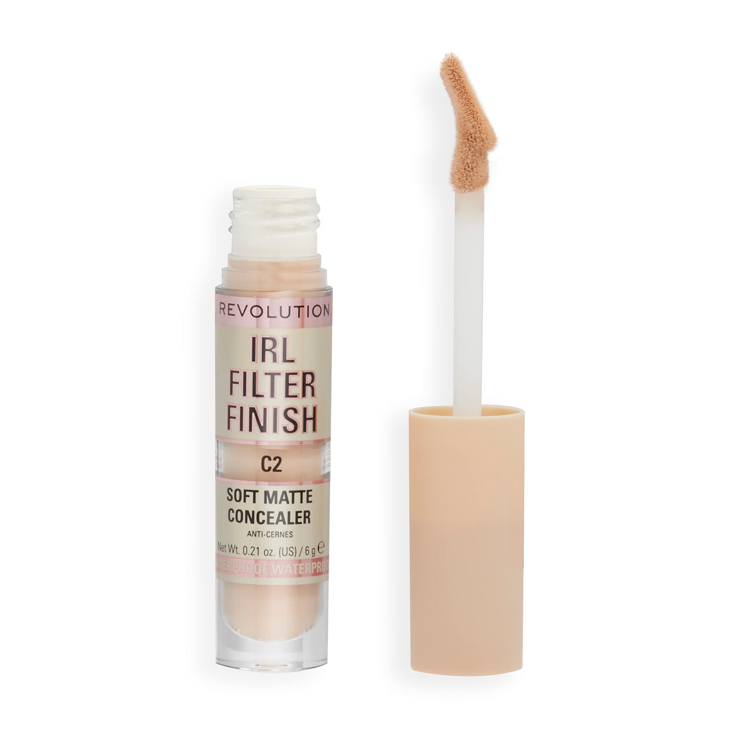 Revolution Beauty London Makeup IRL Filter Finish Concealer, Medium to Full Coverage, Matte Finish, C2, Fair Skin Tones, 6g