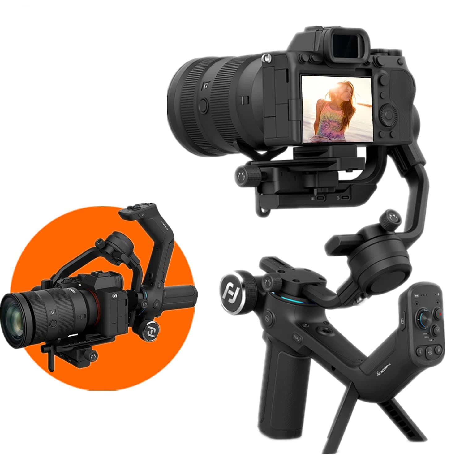 FeiyuTech SCORP-C, Camera Stabilizer Gimbal, Camera Gimbal,for Mirrorless Cameras & DSLR,For Nikon Canon Sony Panasonic Lumix, 5.5lbs Payload, Lightweight,3-Axis Handheld Gimbal Stabilizer