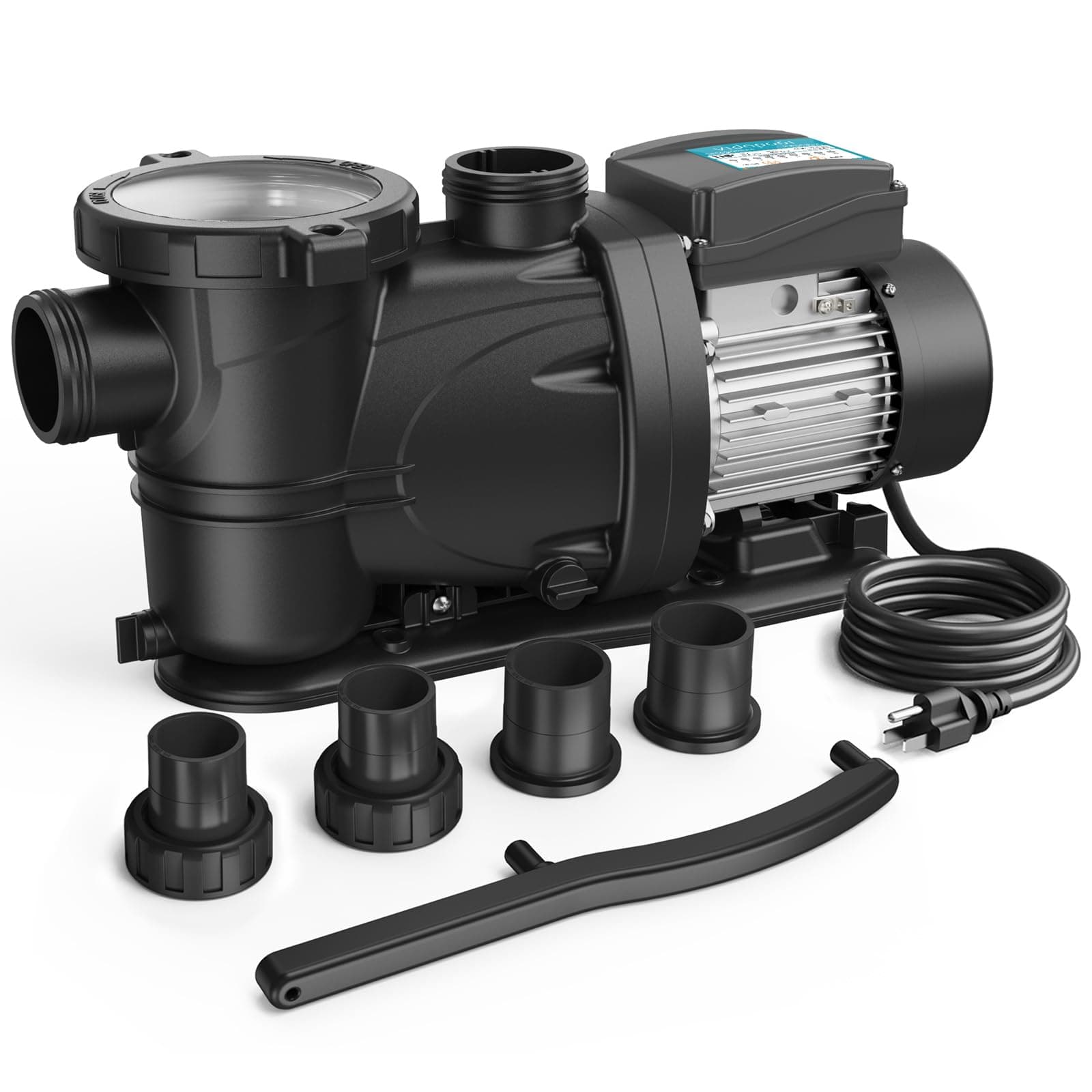In/Above Ground Pool Pump, Self Primming High Flow (with Timer, 1HP, 5860 GPH, 115V)