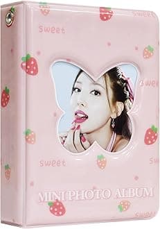 3 Inch Mini Photo Album Kpop Photocard Binder, Butterfly Hollow Photocard Holder Book, Business Card Book Holder, Photocard Sleeves 40 Pockets (Pink)