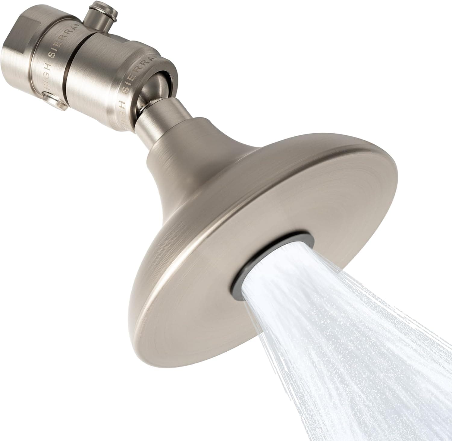 - High Sierra® HALF DOME® Solid Metal 1.8 GPM Award Winning. Low Flow Shower Head with Trickle Valve. Lead-Free. Patented Nozzle Never Clogs - Brushed Nickel Finish