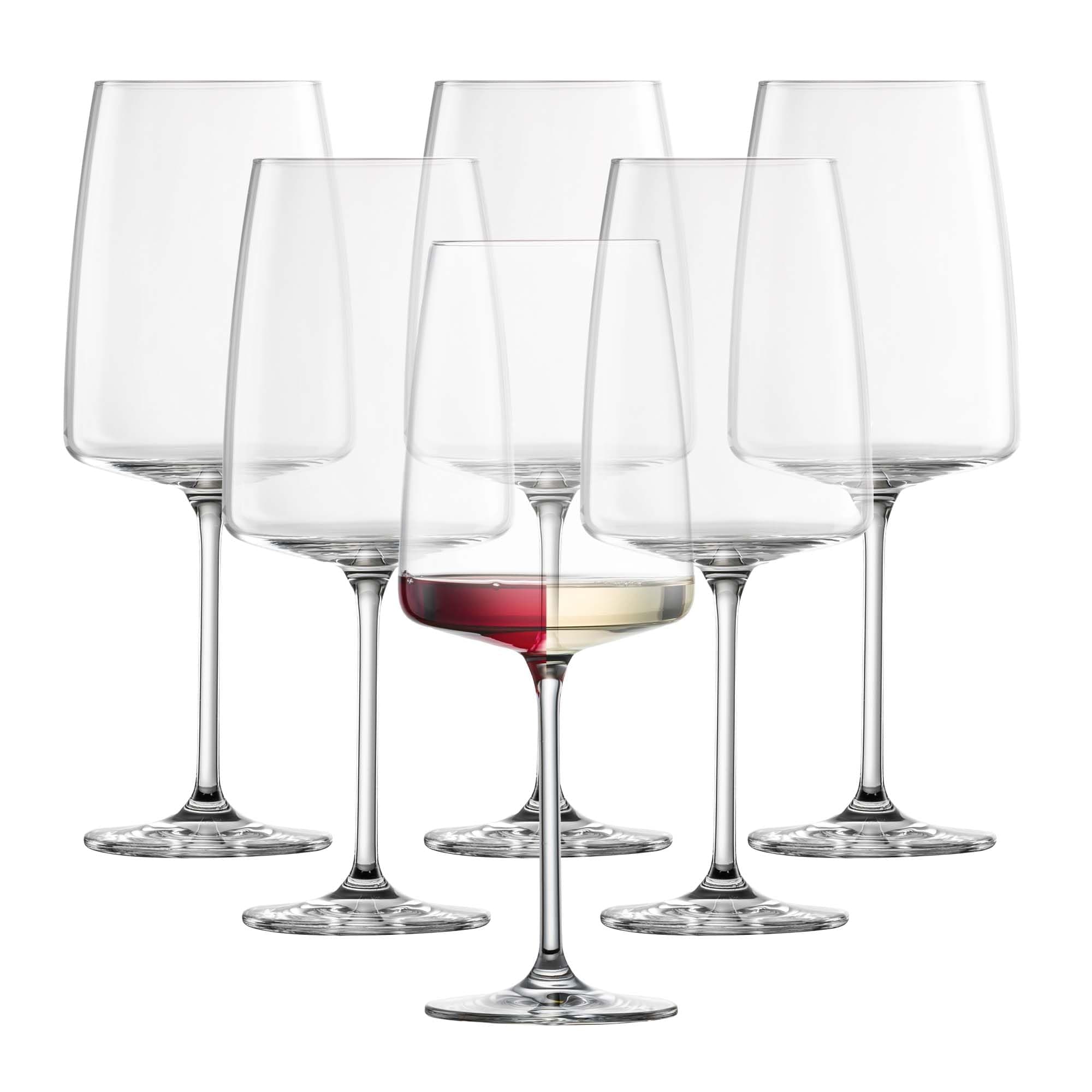 Sensa Bordeaux Red Wine Glass (Set of 6), Wine Glasses for Red and White Wine, Dishwasher-Safe Tritan Crystal Glasses, Made in Germany (22 Ounce)
