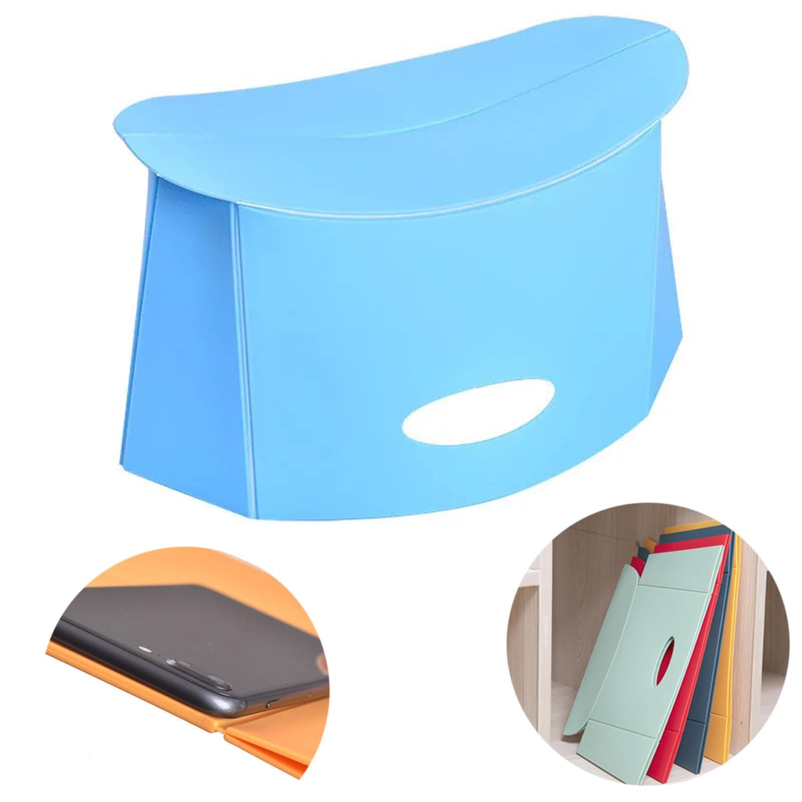 Ultralight Foldable Portable Stool Chair, Lightweight Collapsable Folding Potty Stool for Traveling, Mini Foot Step Stool for Airplane Flight (Light Blue)