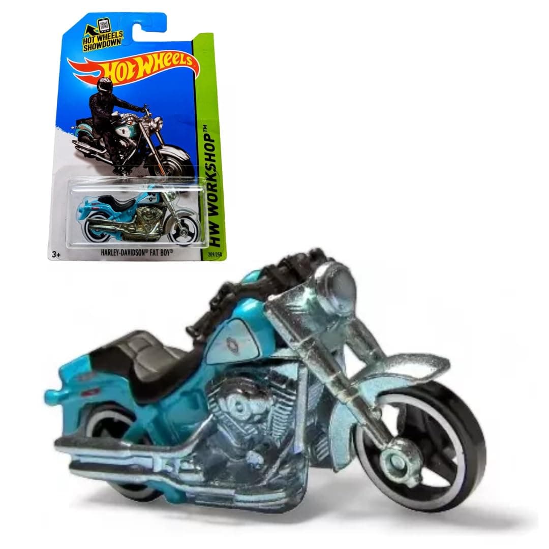 2014 Hot Wheels Hw Workshop Harley-Davidson Fat Boy (Light Blue)