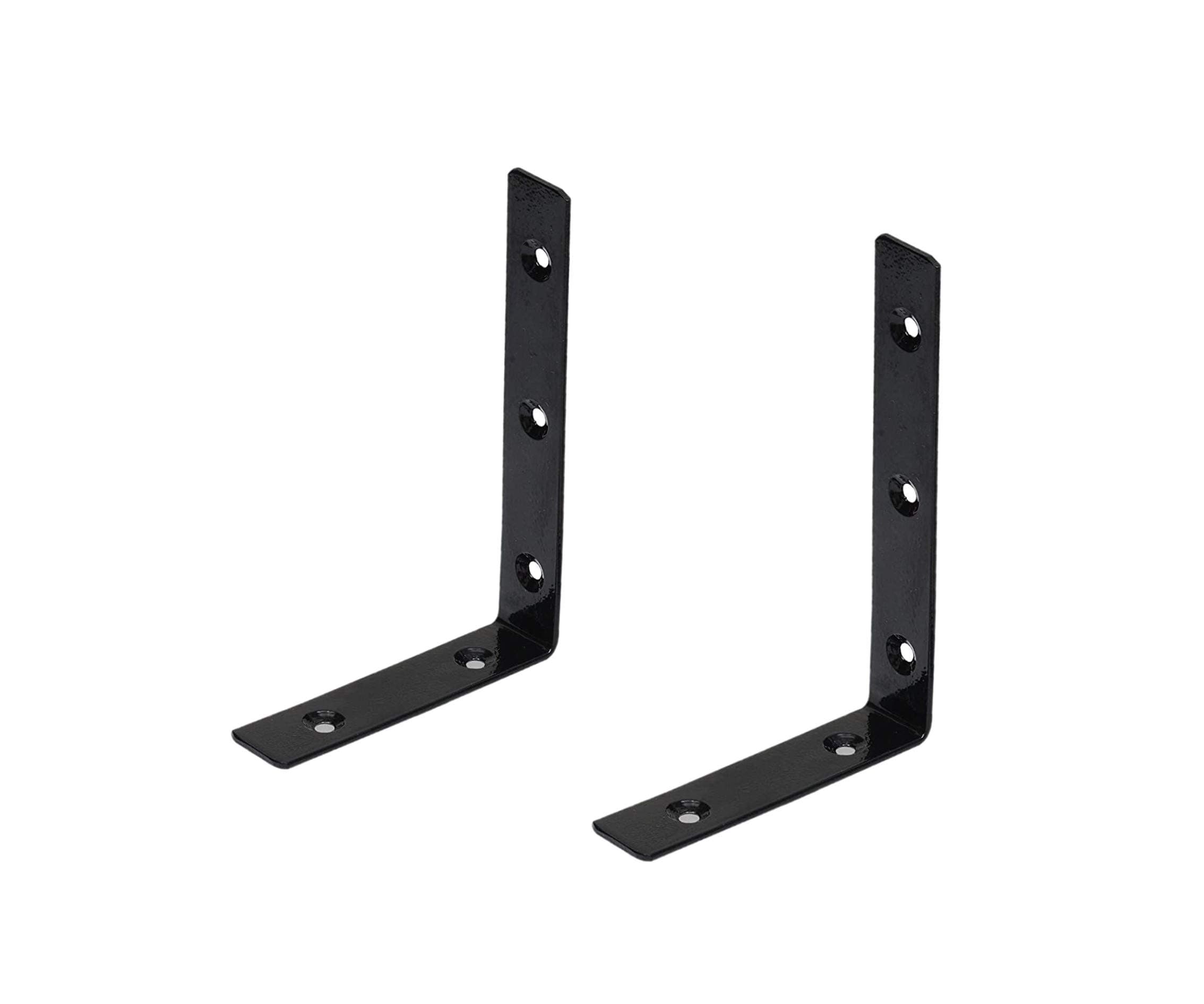 bvslf Wall Bracket for Shelves, Wall Bracket for Home Decor, Metal L Angle Bracket for Wall Shelf with Matching Screws - Pack of 2 (6 '' x 4 '')