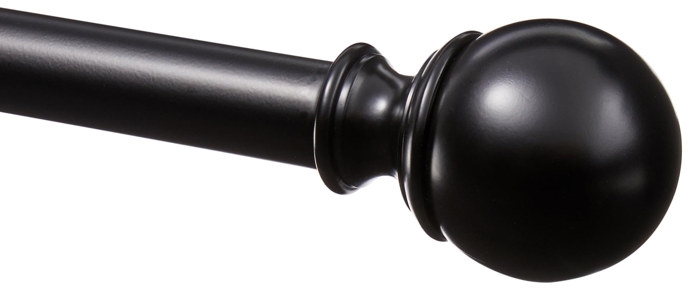 Amazon Basics 2.54 centimeters Curtain Rod with Round Finials, 1-Pack, 182.8 - 365.7 centimeters, Black