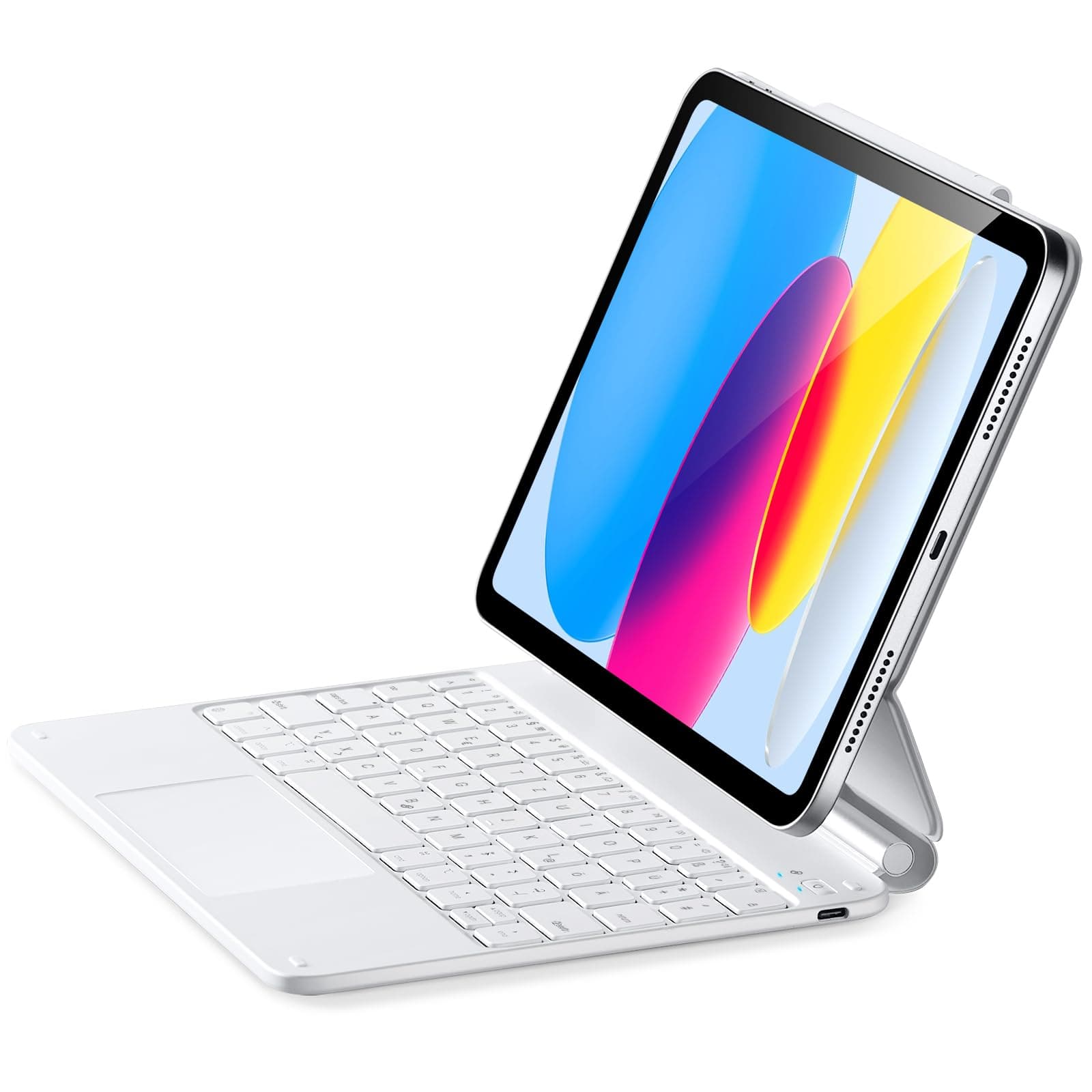 iPad 11th(A16, 2025)/10th Gen Case with Keyboard, Magic Keyboard for iPad 10.9", Case with Floating Cantilever Stand, Springy Backlit Keys, Multi-Touch Trackpad, Rebound Series, White