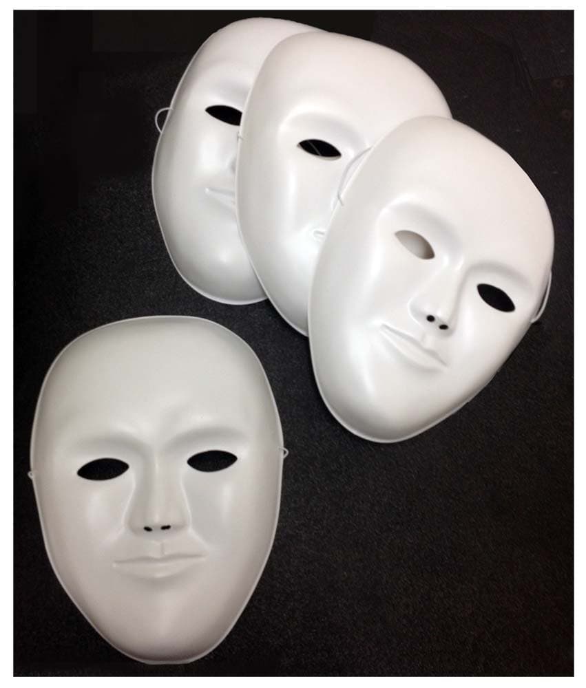 ARTIST'S BEST 4 Piece Plastic Mask with Elastic Strings | 8-1/8" (20.6 cm) x 6-1/8" (15.6 cm) | Durable & Versatile | Perfect for Mardi-Gras & Halloween | Unleash Your Creativity