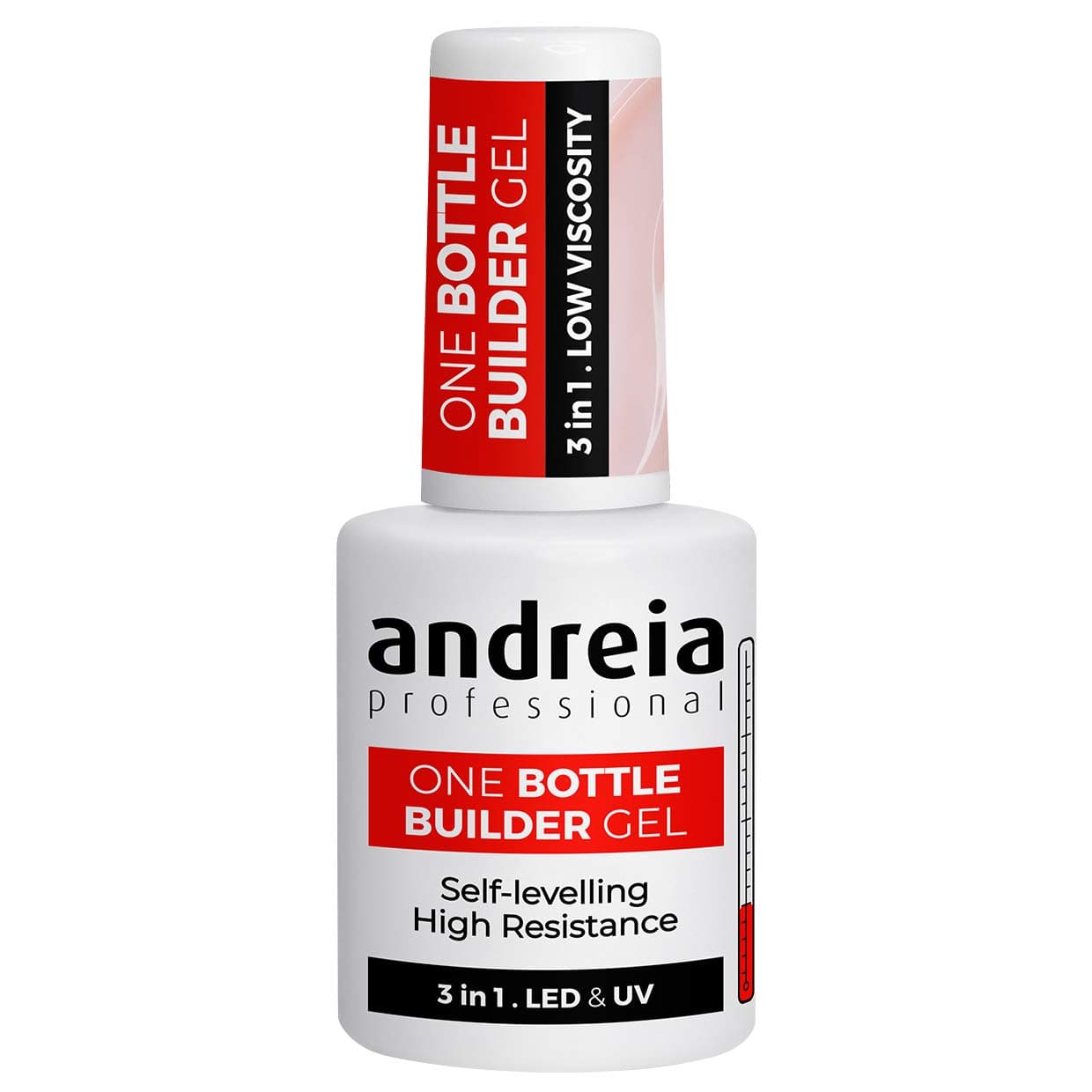Andreia Professional Gel Builder Nail Construction - Triphasic 3 in 1 Low Viscosity - LED & UV Builder Gel in a Bottle - Clear Nude Nail Extension - Self Levelling High Resistance 14 ml