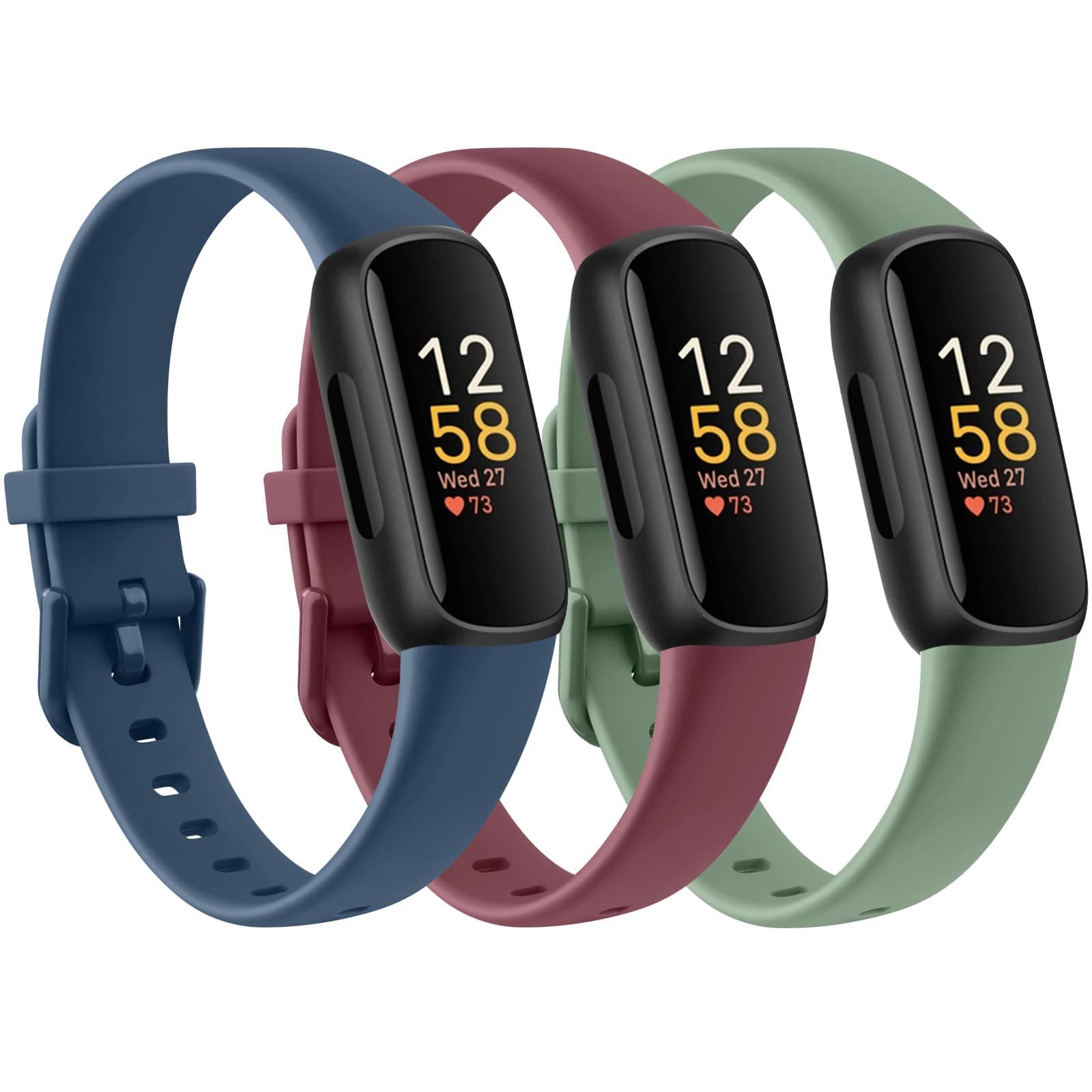 Tobfit [3 Pack] Straps compatible for Fitbit Inspire 3 Strap for Women Men, Soft Silicone Replacement Strap Wristband Watchband Accessories