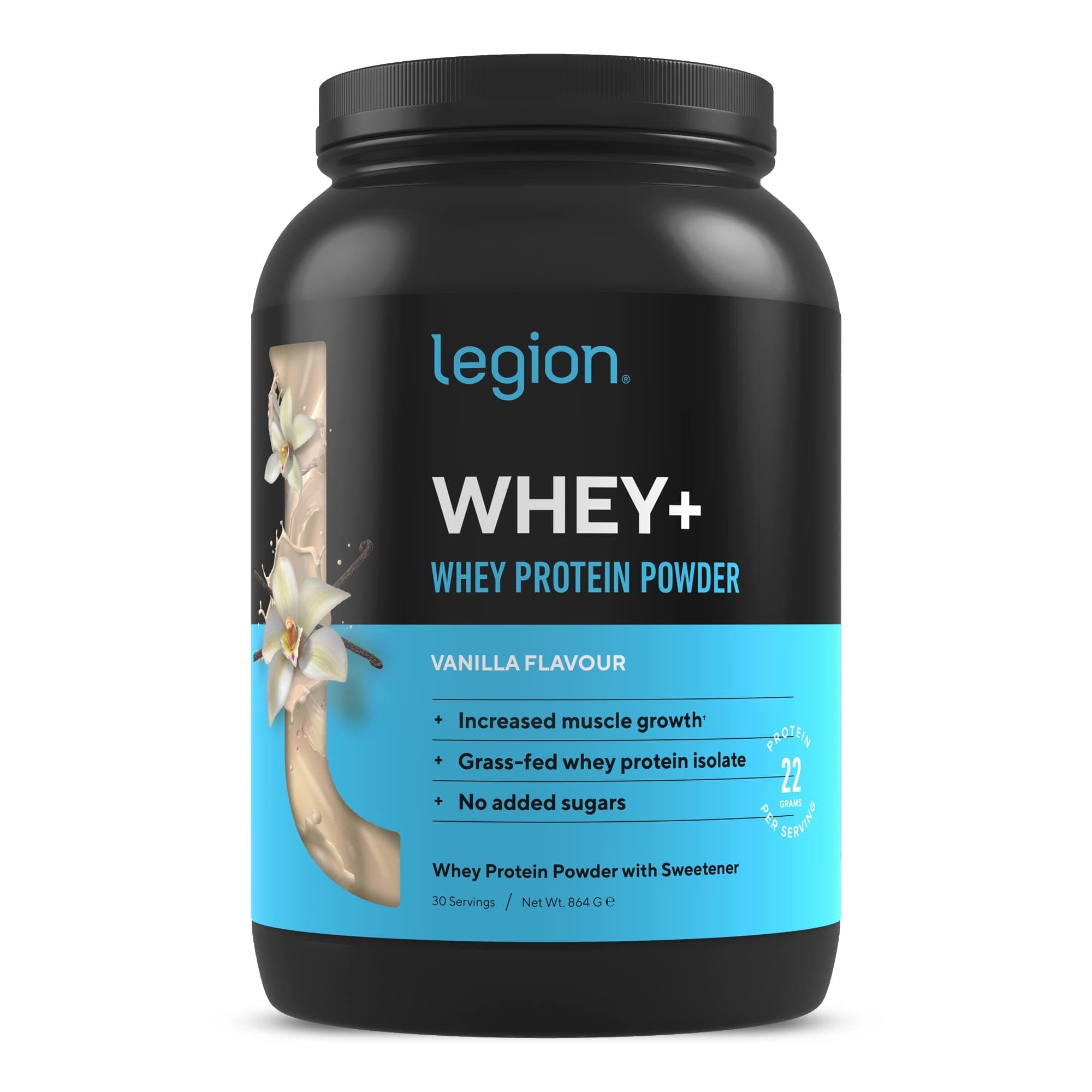 Whey+ Whey Isolate Protein Powder from Grass Fed Cows - Low Carb, Low Calorie, Non-GMO, Lactose Free, Gluten Free, Sugar Free, All Natural Protein Isolate, 30 Servings (Vanilla)