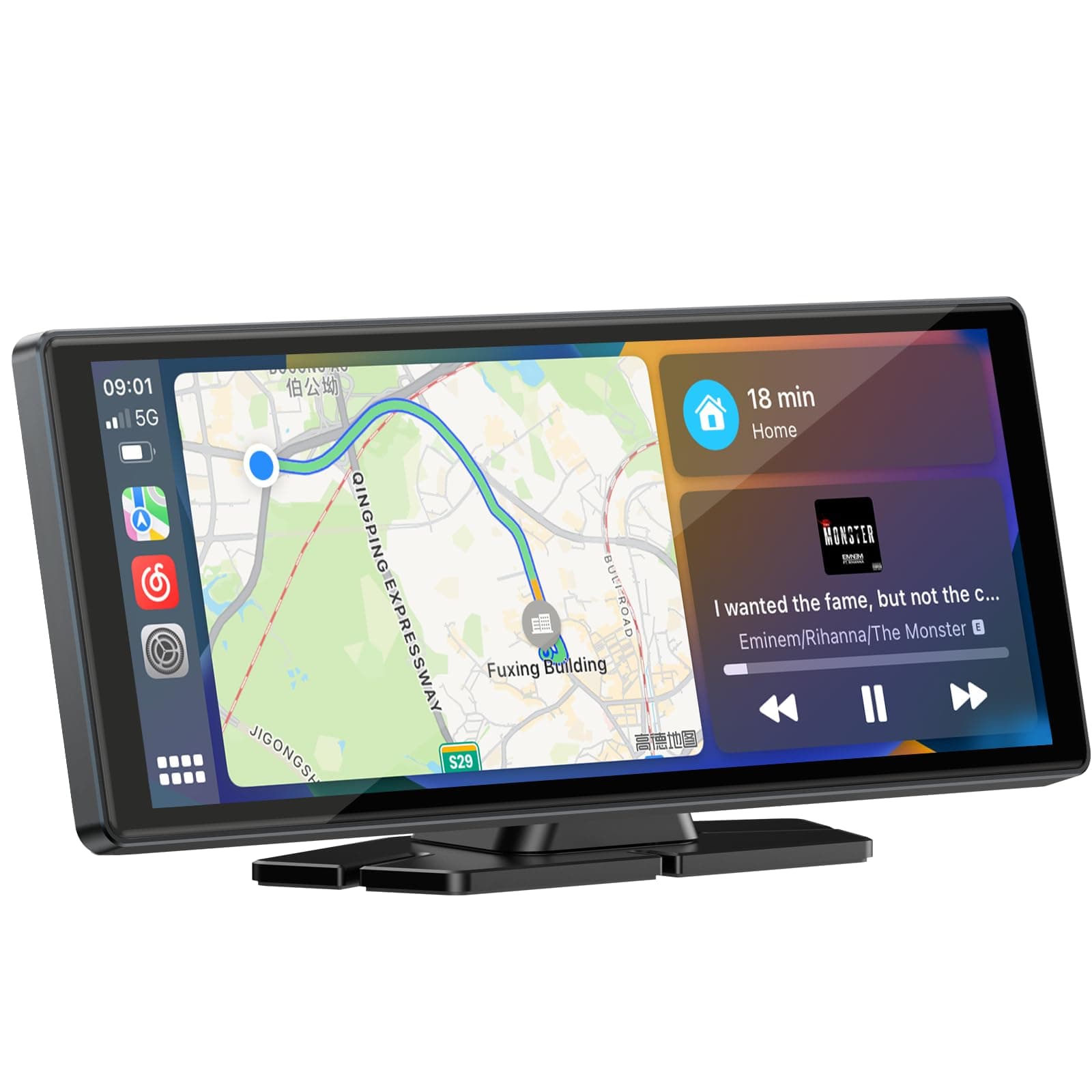 LAMTTO 9.26-inch Wireless CarPlay Screen for Car Compatable with Apple CarPlay& Android Auto,Portable Car Stereo with GPS Navigation,Bluetooth,Mirror Link,Drive Play,Touch Screen for All Vehicles