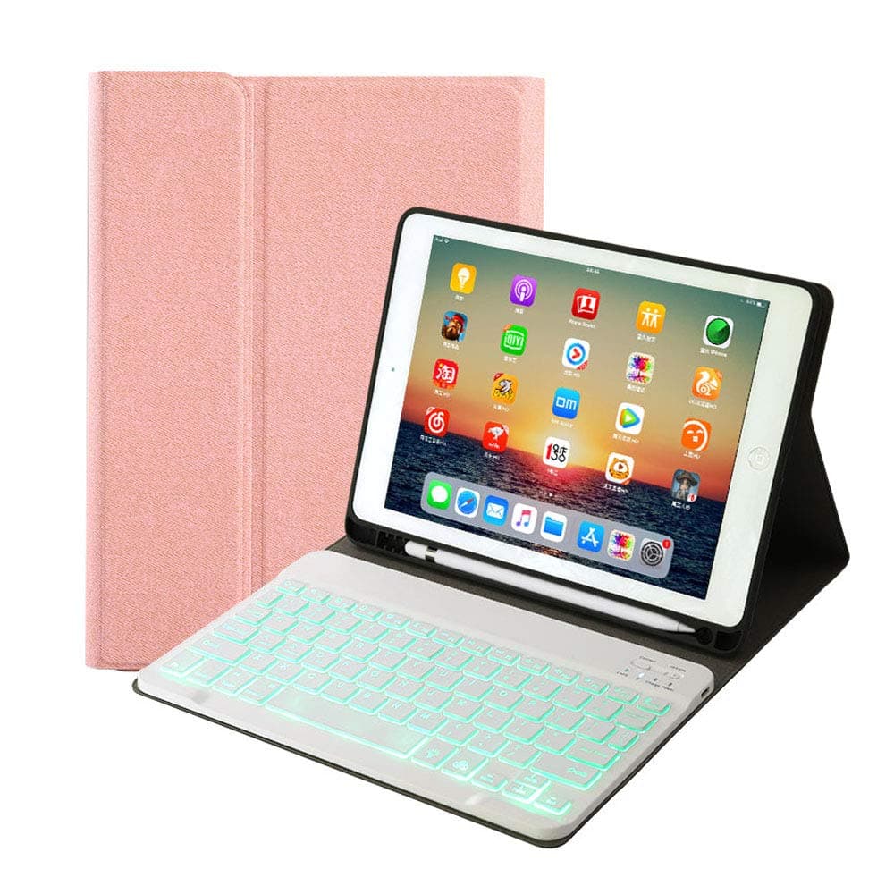 for iPad 9th Gen(2021)/7th 8th Generation 10.2-inch Keyboard Leather Case,Wireless Bluetooth Removable Keyboard with Slim Folio Cover for iPad 10.2"(Rose Gold)
