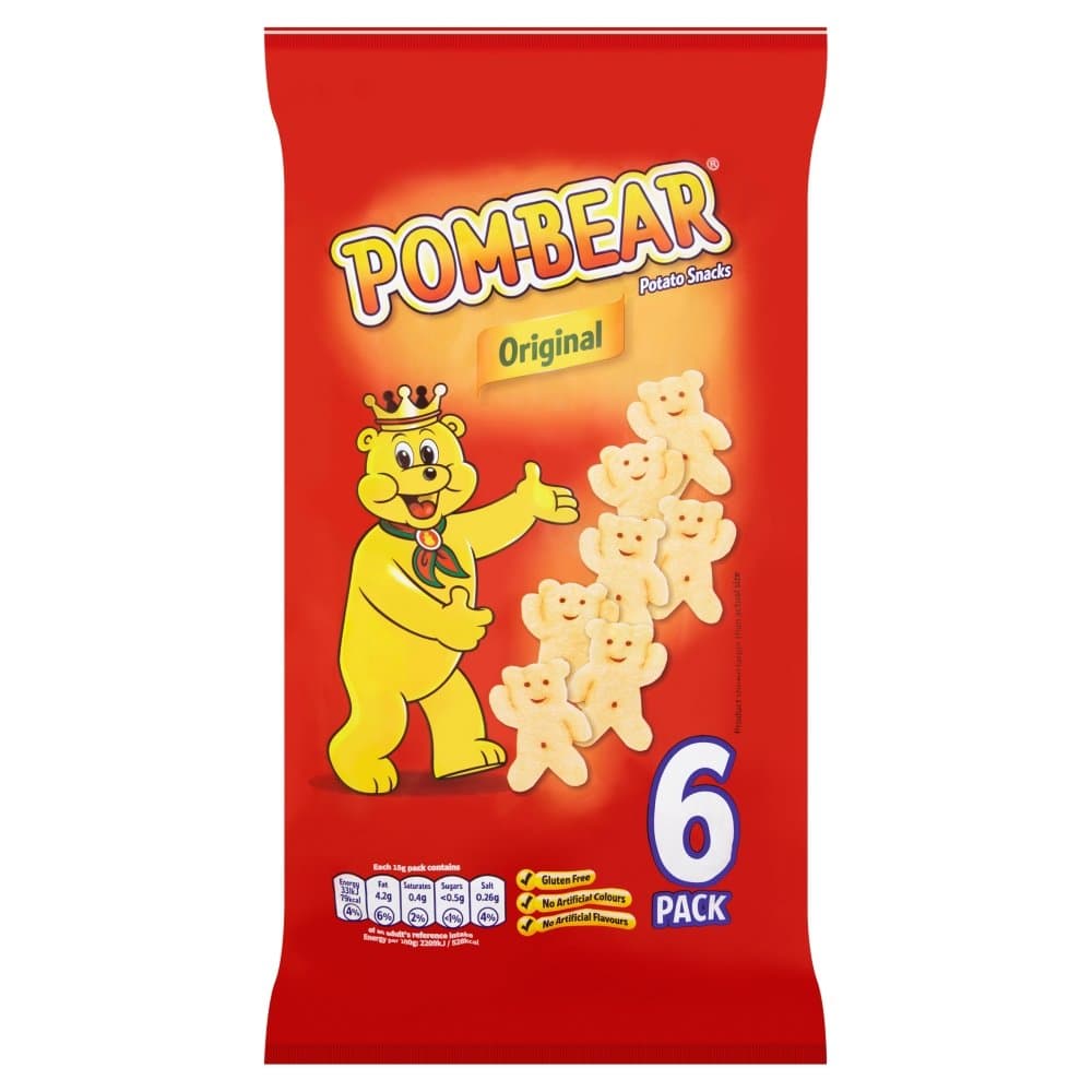 Pom-Bear Original Potato Snacks, 6x15g