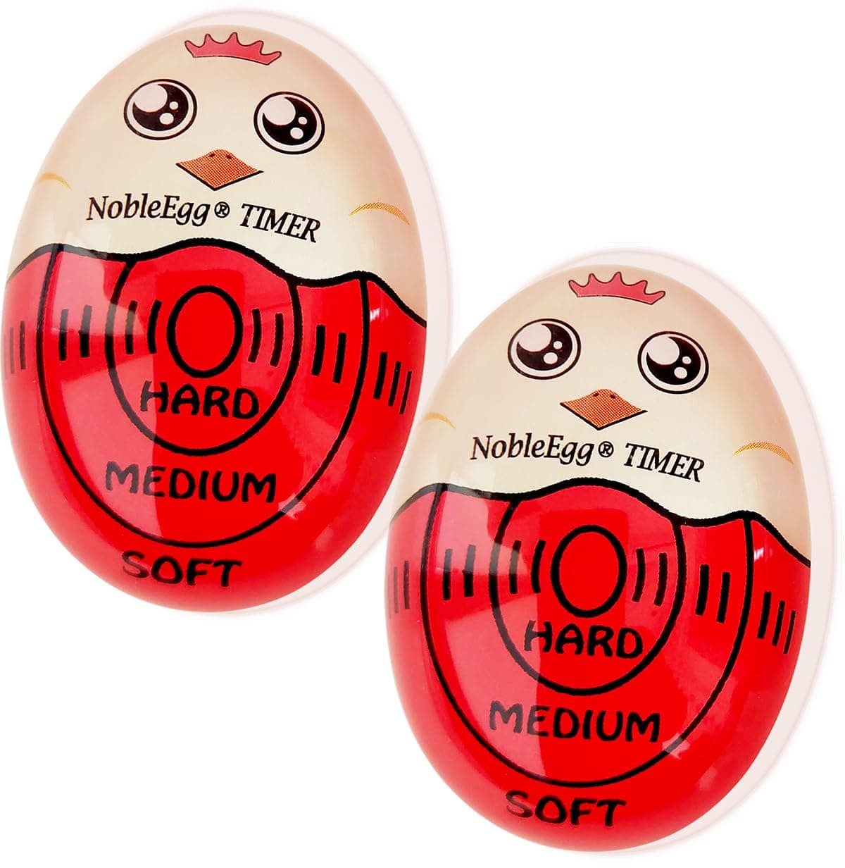 NobleEgg Egg Timer for Boiling Eggs, Soft Medium Hard Boiled Egg Timer That Changes Color When Done, No BPA, Basics line, Red, Pack of 2…