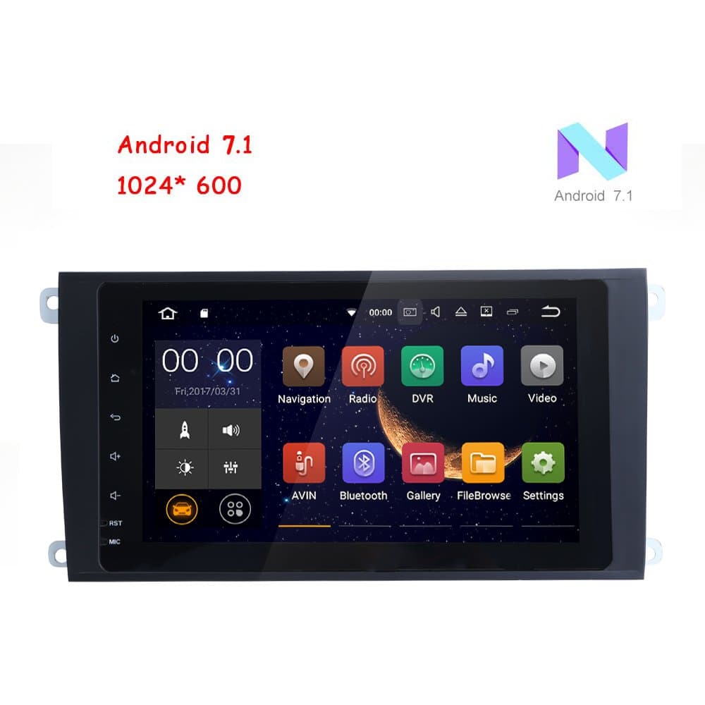 Freeauto compatible with Porsche Cayenne 8 inch 2 Din Android 7.1 Quad Core Car Stereo 1024 HD Touchscreen Car Radio Receiver GPS Navigation with Rear Camera