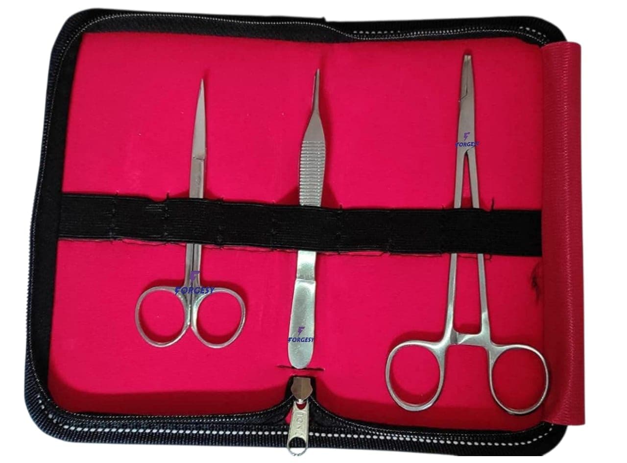 FORGESY 6" Needle Holder, 5" ADSON Dissecting Forceps tooth and 4"Iris Scissor