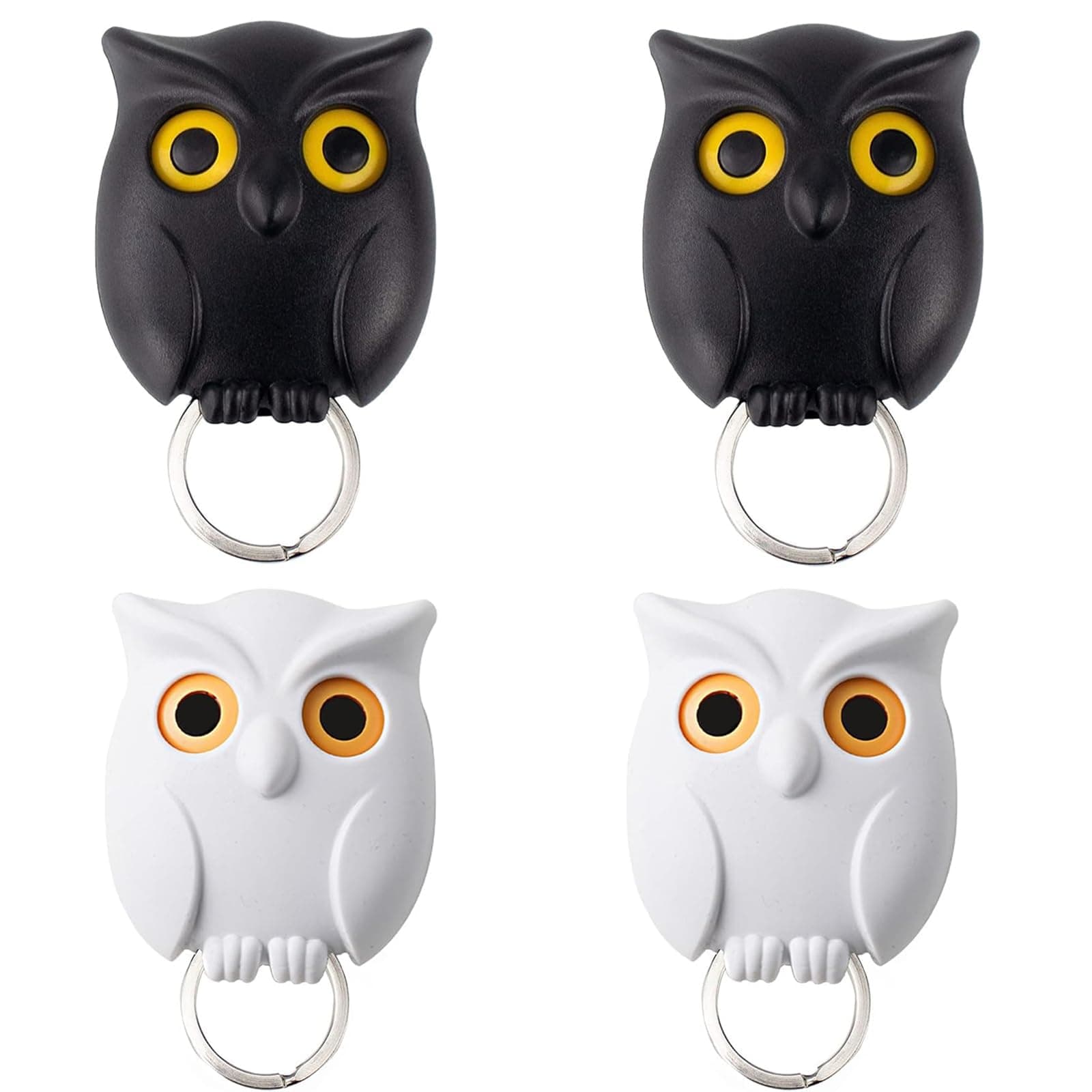 4 PCS Owl Key Holder for Wall, Auto Open Close Eyes Owl Key Holder, Wall Mounted Keychain Holder, for Wall Hanging Keys & Decoration