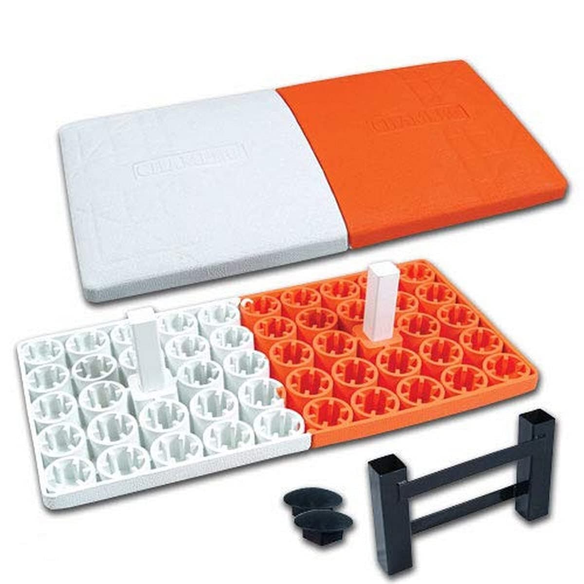 Orange/White Double First Base with In-Ground Anchor for Youth Baseball, Made of Molded Rubber