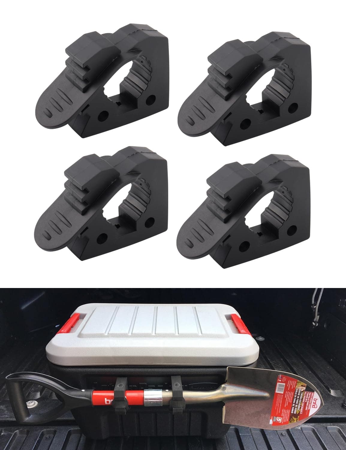 Shovel Holder, Quick Release Rubber Clamp Mounting Bracket Fits 1-1/7'' to 1-3/7'' Diameter Tool Handles for Trucks UTV ATV Offroad 4X4 Parts- 4 Pack