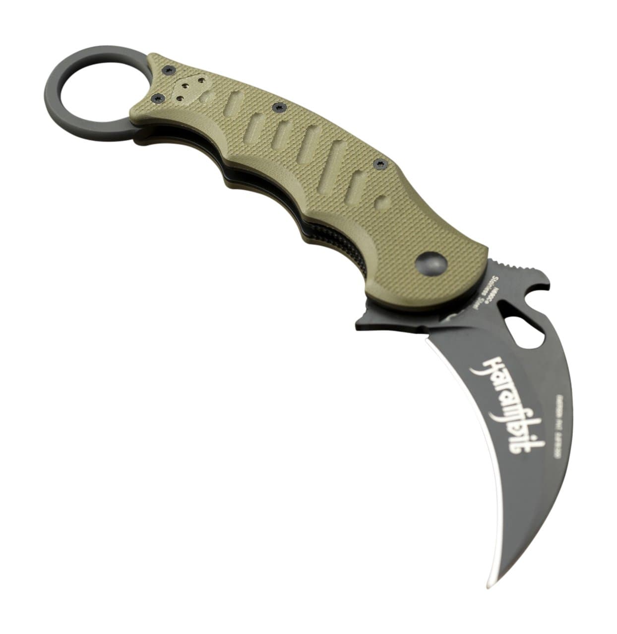 JUSTSWAG Fox 479 Folding Karambit with Emerson Wave, Single Edged Self-Defense Tool & Utility Knife, Reversible Clip, Concealable, Secure Grip, For Tactical Use and Deployment, G10 OD Green