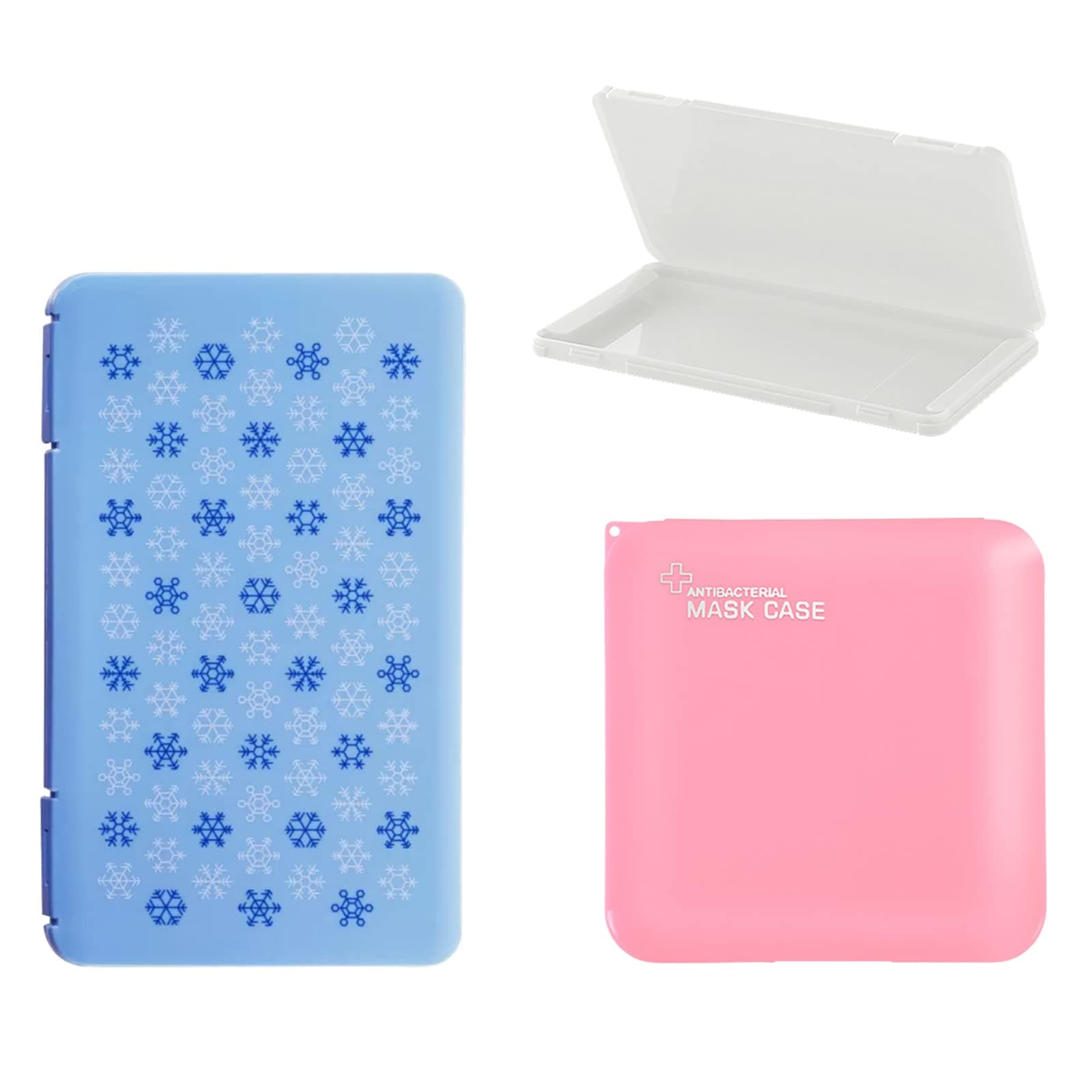 3 Pack Random Face Mask Carrying Case, Portable Mask Storage Box Organizer, Recyclable Dustproof Face Cover Holder, Reusable Container with Lids for Car Purse Women Kids