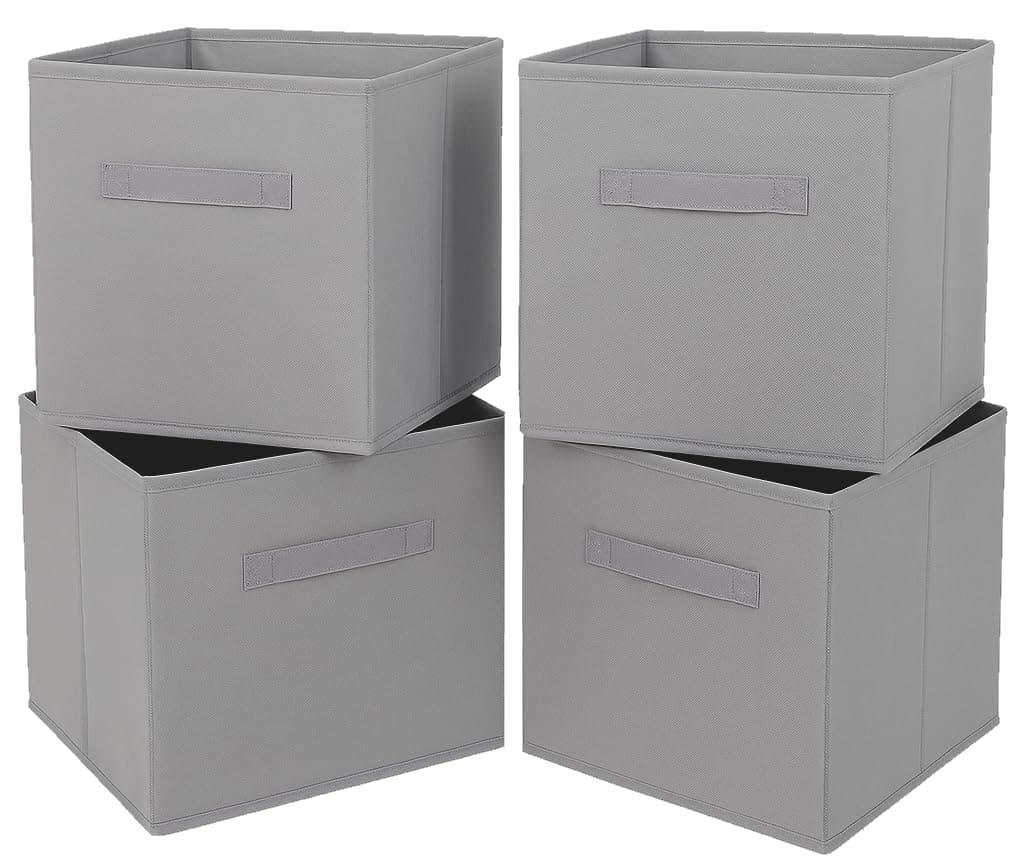Clay Roberts Foldable Storage Boxes, Pack of 4, Grey, Storage Cubes Boxes for Homes and Offices