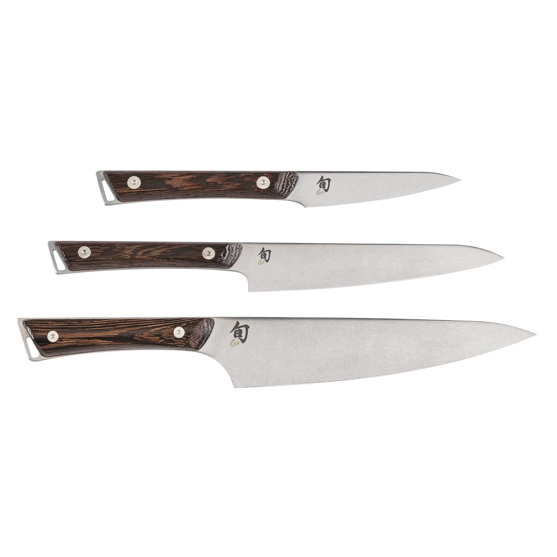 Kanso 3 Piece Starter Set, Includes 8" Chef's Knife, 3.5" Paring Knife & 6" Utility Knife, Handcrafted Japanese Knife Set, AUS10A Stainless Steel Blades, Tagayasan Handles