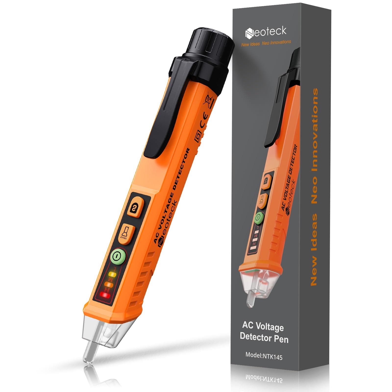 NeoteckNon-Contact Voltage Tester with Adjustable Sensitivity, LED Flashlight, Buzzer Alarm, Dual Range AC 12V-1000V/48V-1000V, Live/Null Wire Judgment