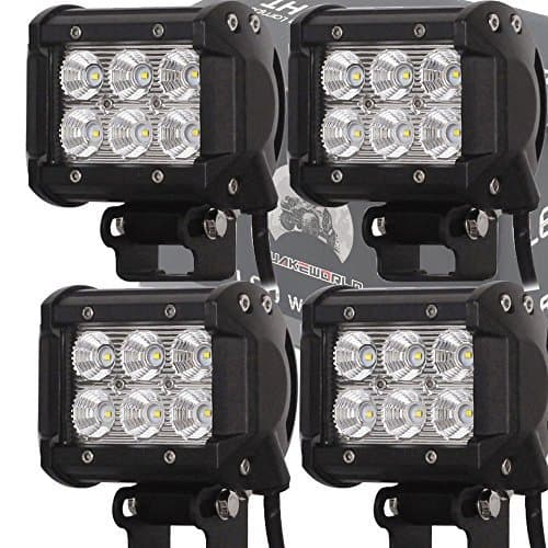 Rolinger 4Pcs 4"Inch High Power 18w CREE LED Work Light Bar Flood Beam 60 Degree 1440Lm Off Road Light for SUV Boat 4x4 Jeep Lamp 4WD ATV Fog Light