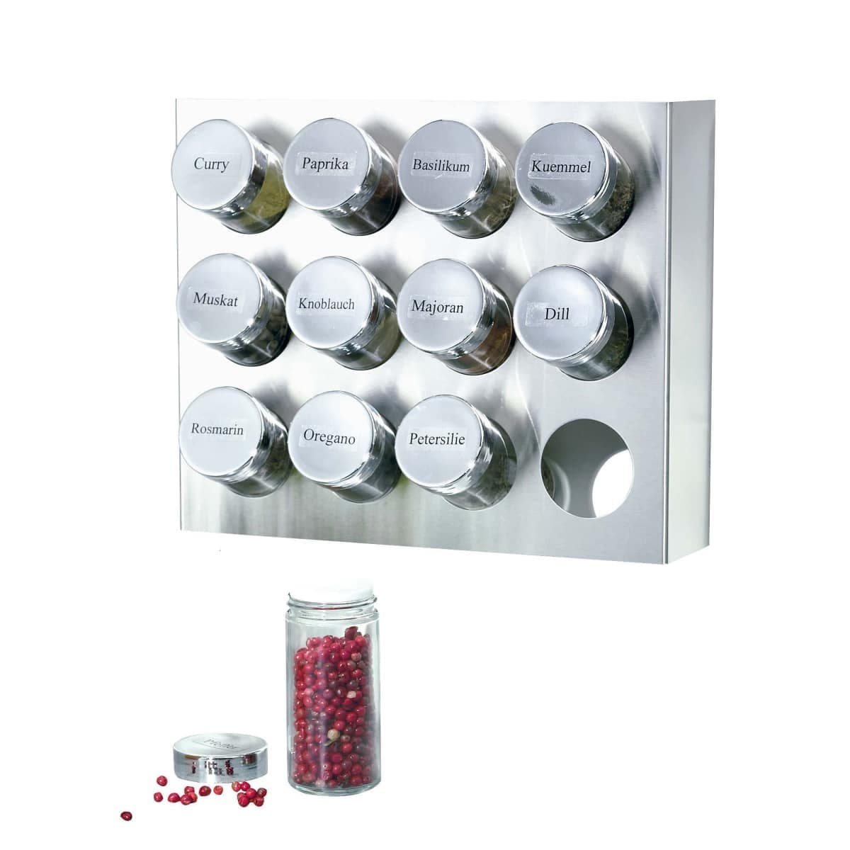 Metallic Spice Rack with 12 Jars