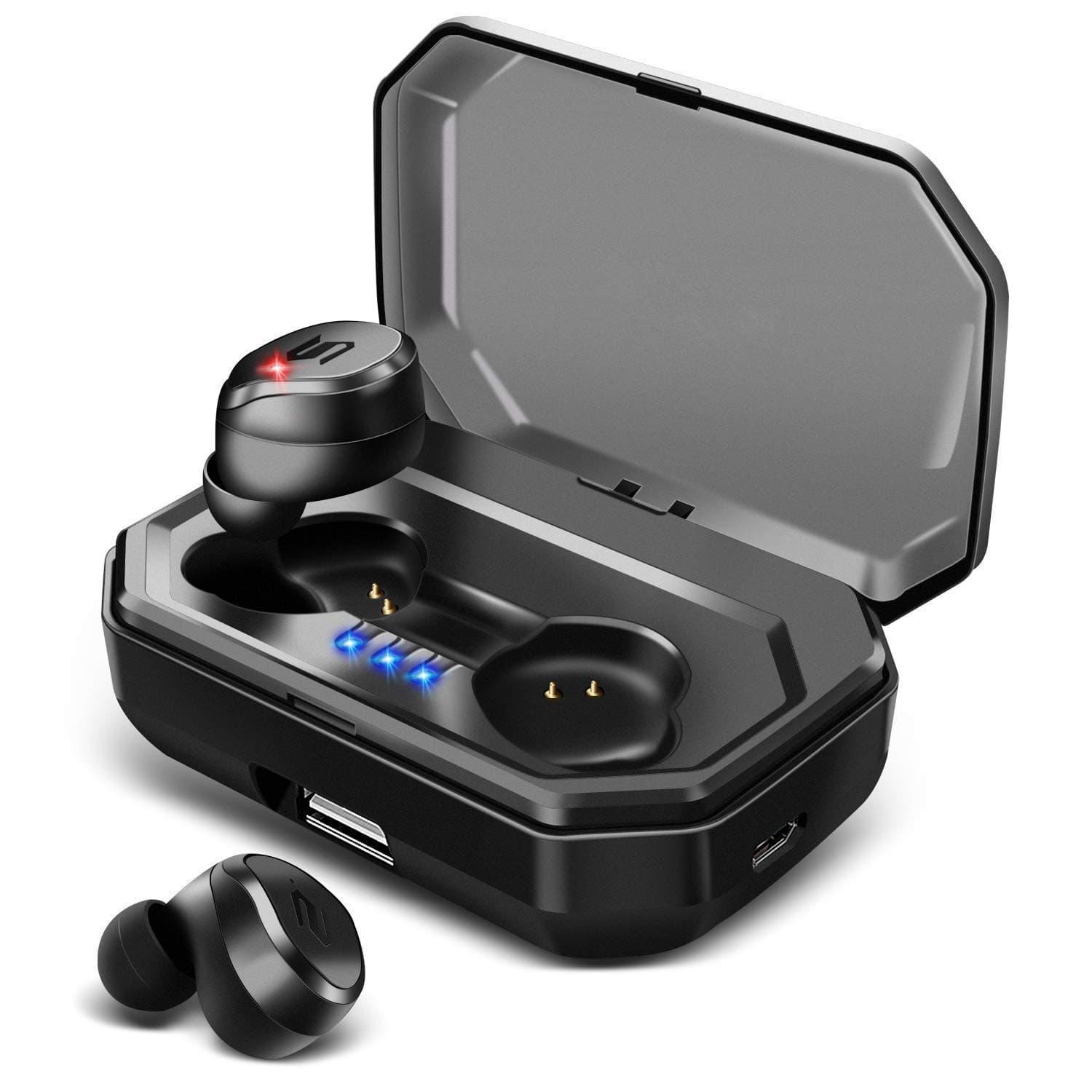 Bluetooth 5.0 Touch Control Headset,Tamoo TWS Wireless Headphones,Bluetooth Headphones 3000mAh 92H Playtime,HIFI Earphones IPX6 True Waterproof,3D Stereo Sound True Wireless Earphones with Mic