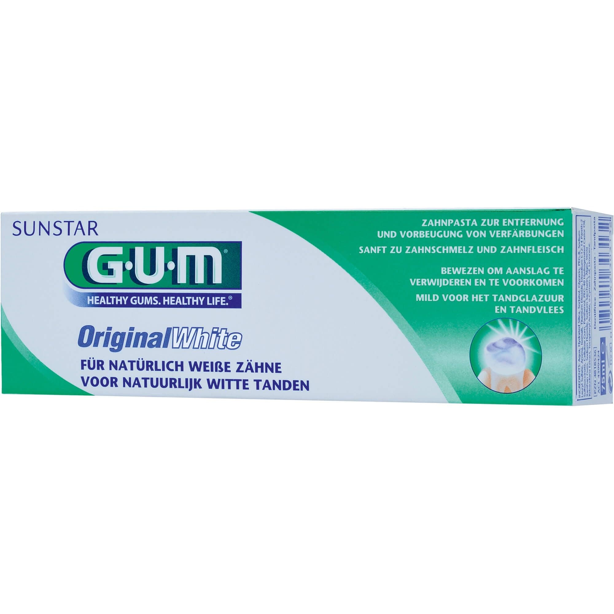 Gum Original White Toothpaste - Sensitivity Relief-Plaque Removal-Anti-Bacterial-Eliminates Bad Breath-Restores natural whiteness of teeth-Gentle on Gums-Prevents new stain formation-75ml