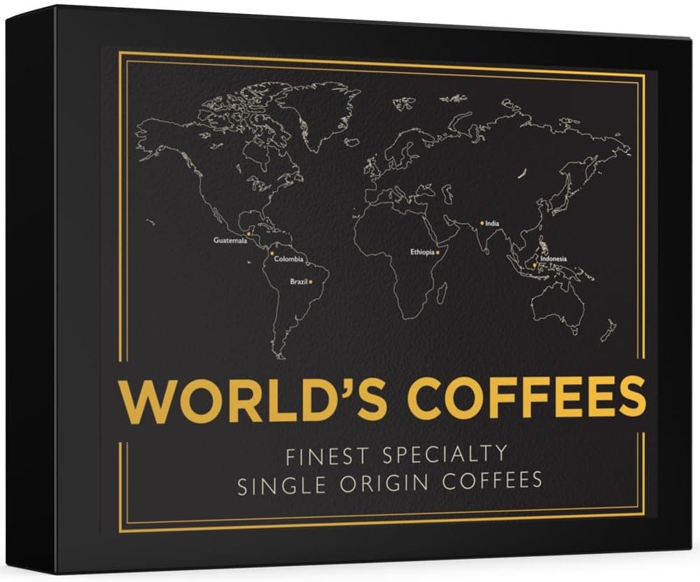 Black Vibes - Gourmet Ground Coffee Gift Set - WORLD'S COFFEES | Ground Coffee 300g (6x50g) | 6 Finest Single Origin | Hamper Style Gift Idea for Him & Her