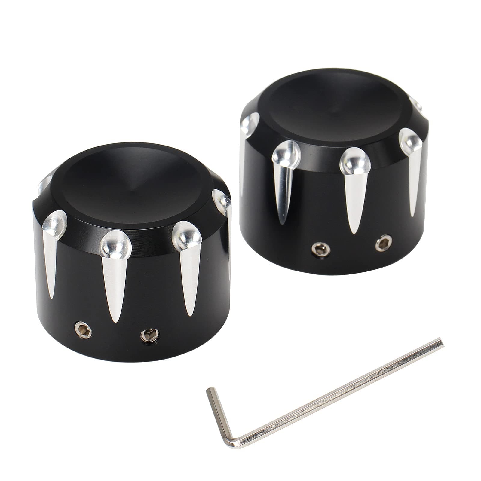 Front Axle Nut Cover Cap 2PCS Compatible with Harley Dyna Softail Electra Road Glide Sportster 2002-2021(Black B)