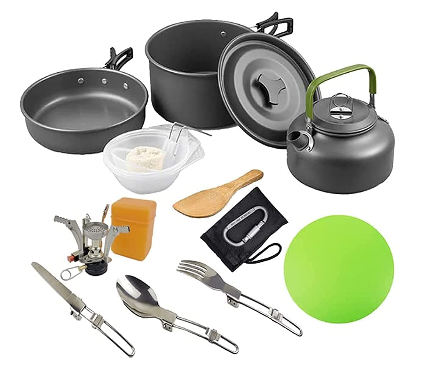 Coolchic Camping Cookware Mess Kit,Coolchic 16pcs Portable Camping Pots and Pans Set,Lightweight and Compact Great for Backpacking Outdoor Hiking, Picnic