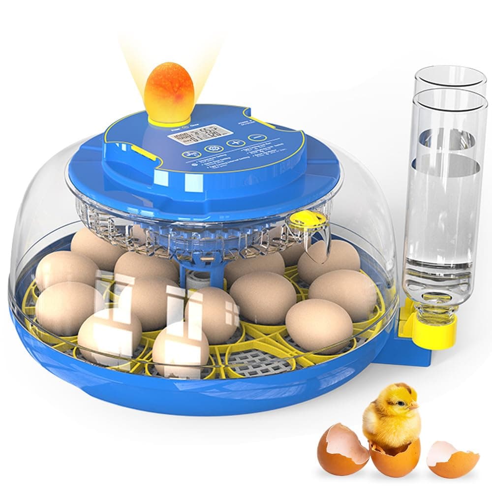 Incubators for Hatching Eggs 18 Chicken Egg Incubators with Automatic Egg Turning and Humidity Control - Chicken Incubators, Temperature & Humidity Display, for Chicken, Hatch Quail, Duck and Goose