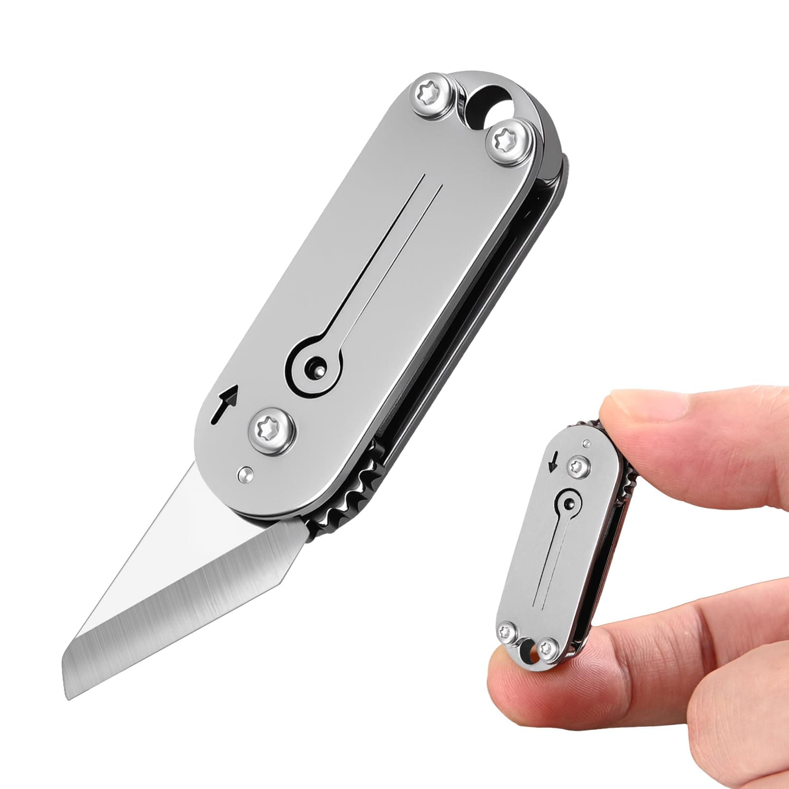 FUNBRO EDC Small Pocket Knife for Men, Cool Mini Folding Knife Box Cutter with Unique Design, Little Tiny Knife for Every Day Carry, Small Gift for Women Men (1 PACK)
