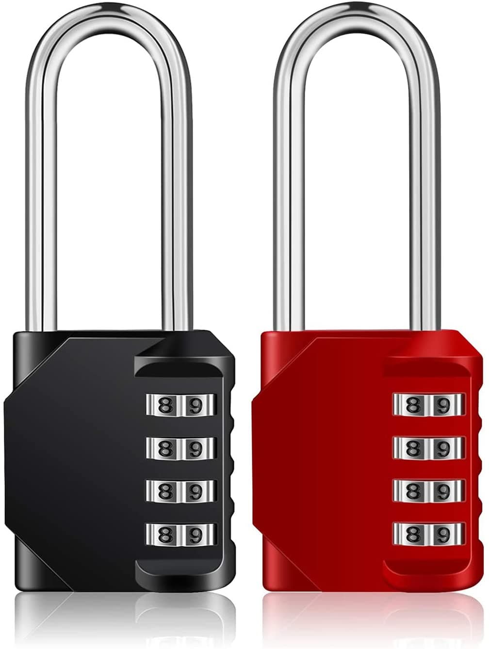 Padlock, 2 Pack 2.2 Inch Long Shackle Combination Lock, 4 Digit Outdoor Waterproof Padlock for School Gym Locker, Fence, Gate, Toolbox, Black and Red