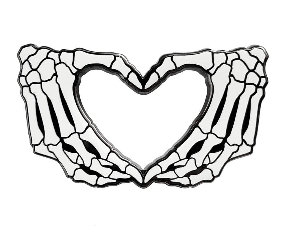Skeleton Hands Heart Enamel Lapel Pin