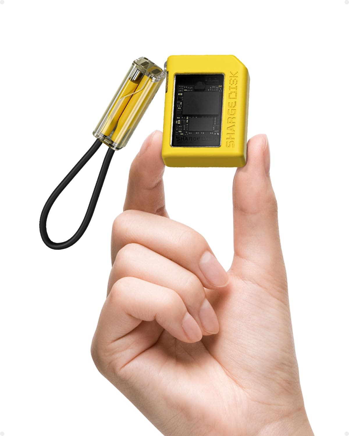 Sharge Disk M.2 NVMe SSD Enclosure with Active Cooling System, 10Gbps USB C 3.2 Gen2, Enclosure NVMe Reader Supports M Keys and Size 2230 SSDs, Yellow