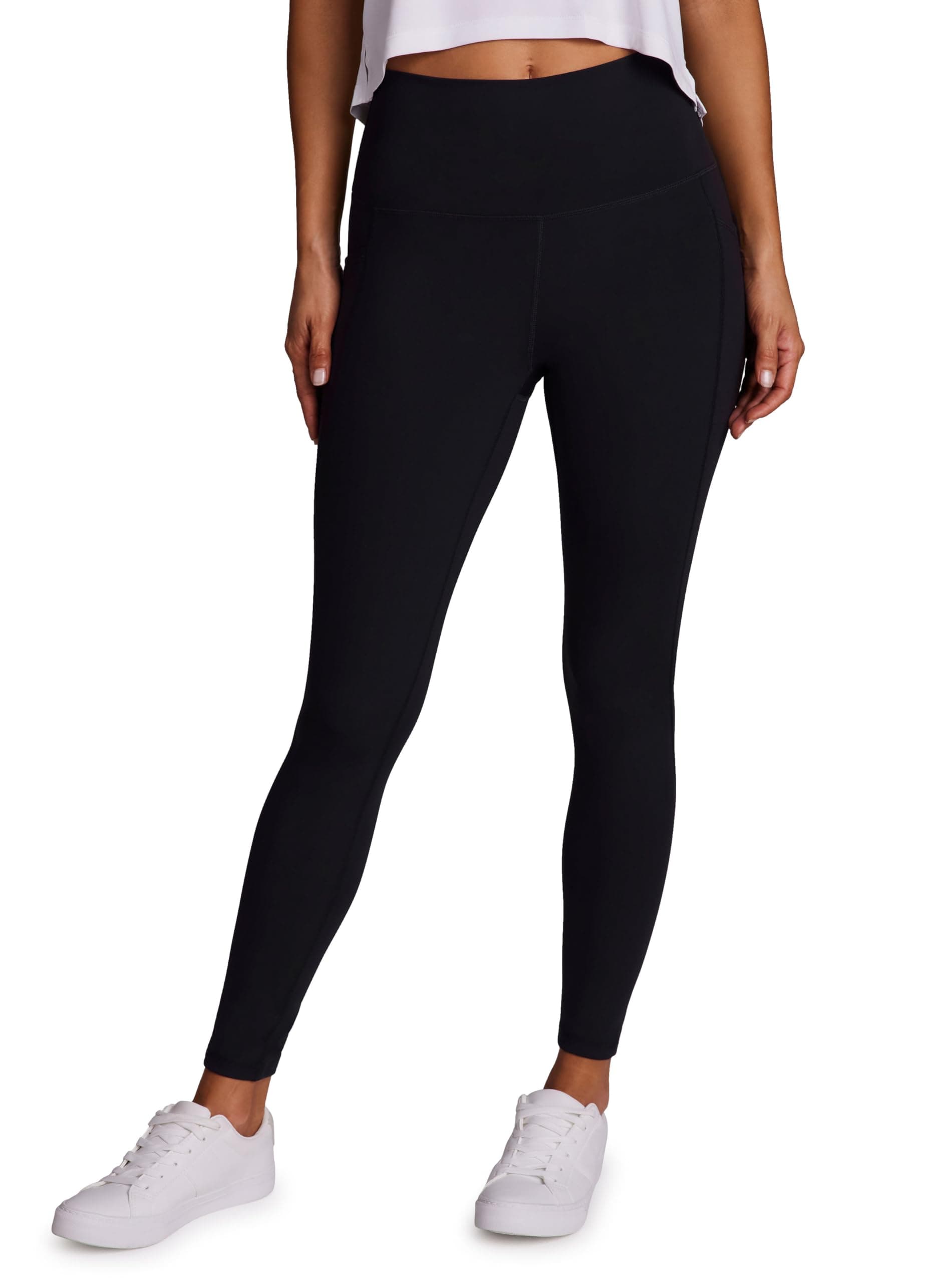 Active Women's Ultra Soft Solid Workout Running Yoga Leggings with Pockets