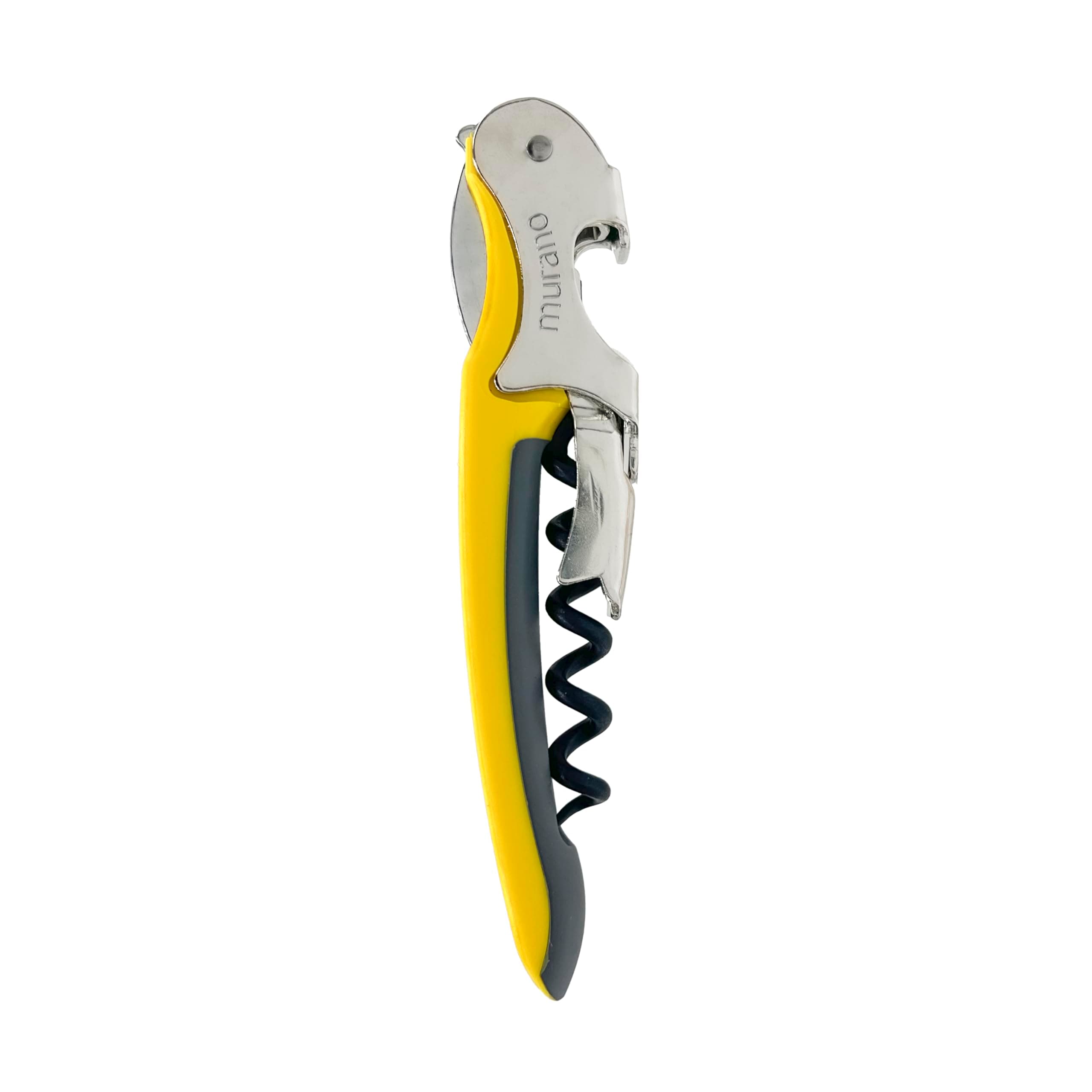 Soft-Touch Murano Two-Step Waiter Corkscrew with Nonstick Spiral (Yellow)