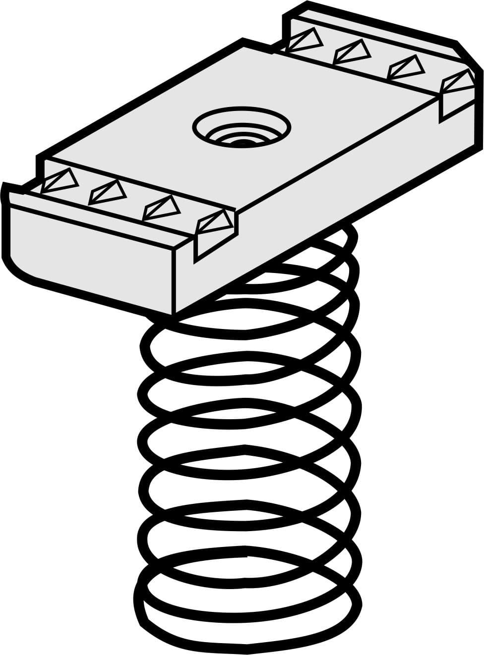 VSN-1025 1/4" STANDARD SPRING NUT FOR 1-5/8" STRUT 100/BOX