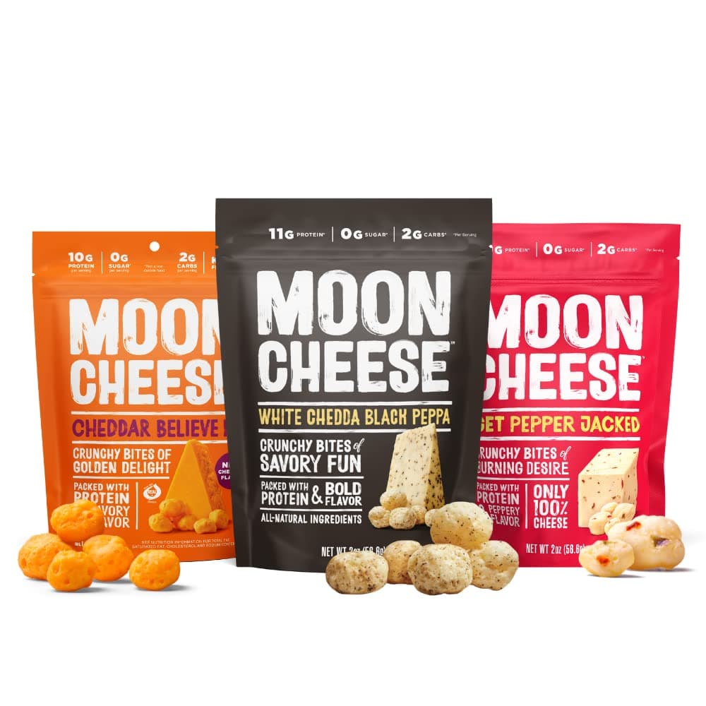 Moon CheeseBites Bundle, Cheddar Believe It, White Chedda Black Peppa & Get Pepper Jacked, 2-Ounce, 3-Pack, Lunch or Snack