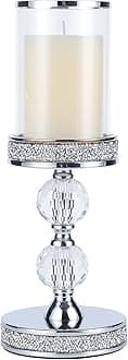 Hanjue Candle Holders for Pillar Candle, Pillar Crystal Glass Candle Holders, Candlesticks Holder for Wedding, Dining Coffee Table, Centerpieces, Home Decor CH00XM
